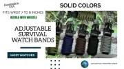 20 22 mm Black Green Navy Brown Adjustable Survival Paracord Watch Band Whistle