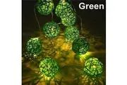1 Set of Green 5cm Rattan Cane 50 Ball Battery Powered LONG 5m String Lights Christmas Gift Home Wedding Party Bedroom Decoration Table Centrepiece