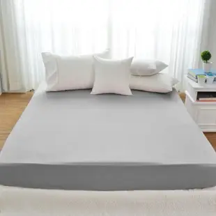 純棉素色床包枕套組單人-灰