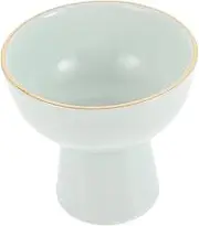 SHOWERORO Ceramic Footed Dessert Cup Stylish Goblet for Ice Cream Yogurt and Pudding Unique Design Trim Serving Bowl for Home Decor and Entertaining