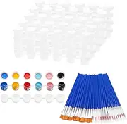 20 Strips 120 Pots Empty Paint Pots Strips With Lid Mini Clear Storage Containers and 40 Pieces Paint Brushes Painting Arts Crafts Supplies for Classrooms Schools Paintings Art Festivals(3 ml/ 0.1 oz)