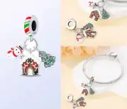 Silver Charm Christmas Beads Fits Bracelet Bangle Jewelry Accessories R