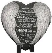 Ninety-Seven Wing Memorial Slate Stone - I Thought of You Today, Memorial Plaque Sympathy Gifts for Loss of Loved One, Memorial Gifts for Loss of Father, Mother, Brother Garden Slate Stone, Black