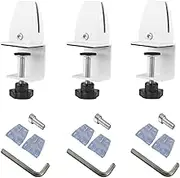 Meichoon Desk Partition Clip Removable Model Desktop Screen Support Bracket Aluminum Alloy Glass Panel Extender Bracket Sneeze Barrier Smooth Surface White（3Pack）