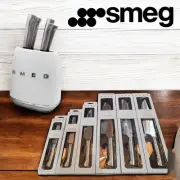 SMEG knife block set with six knives - WHITE available