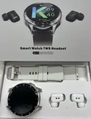Smart Watch TWS Bluetooth Headset Combo Pack - White - New Open Box For Pics