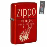 Zippo 49586 Retro Design Metallic Red Pocket Lighter + FLINT PACK