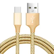 3m 2.1A Nylon Braided Type-C Fast Charging Data Cable for Xiaomi 8 Oneplus 6 Honor 10 GOLD COLOR