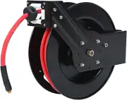 80720 50Ft Auto Rewind Retractable Reel with 3/8" X 50' Air Hose with Brass Fitt