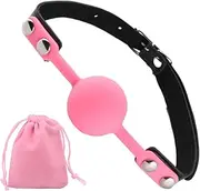 1 PCS Adjustable Mouth Plug Bite with Lock Silicone Ball Restraints Sex Muzzle for Beginner Couples Adult Toys Fetish Pink