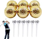 Electroplated Gold Golf Balls - Gold Plating Double Layer Golf Ball Golf Ball Accessory - /Set Golden Ball for Golf Clubs Golfers Lovers Beginners Golf Practicing