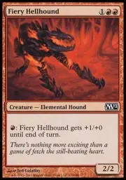 1x FOIL Fiery Hellhound M12 MtG Magic Red Common 1 x1 Card Cards