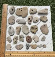25 Hag Stones Fairy Witch Rocks Wicca Witchcraft Adder Odin Hex Natural Holey H9