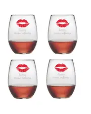 Susquehanna Glass "Hottie Times Infinity" Set of 4 Stemless Glasses