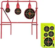 Steel Target Shooting Air Strike Pellet Hands Free for Air Rifle or Rimfire, Durable Alloy Steel Metal Target with 15-Pack Precision Bullseye Splatter Stickers