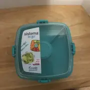 Sistema Salad To Go Bowl Cutlery & Dressing Holder 4-Compartments BPA Free (New)