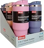 Decor 2-in-1 Double Wall Stainless Steel Travel Tumbler, 900 ml Capacity