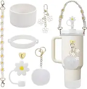 Stanley Cup Accessories Set Including Water Bottle Handle Strap, Siliocne Stanley Cup Boot, Siliocne Straw Cover, Stanley Charms for Stanley Cup 40oz & 30oz Tumbler