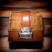 Brighton Wallet Women’s Tri-Fold Leather Brown Heart Snap Coin Purse Billfold