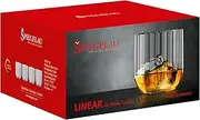 [Spiegelau] 4 Piece Whisky Tumbler Set, Whisky Glasses, Crystal Glass, 345 ml, Linear, 4940176