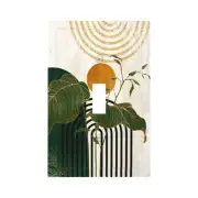Decorative Light Switch Cover Plate Abstract Mid Century Green Leaves Botanic...