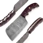 "Premium Damascus Steel Cleaver Kitchen Knife - Handcrafted Chef's Tool"