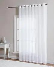 (Patio 260cm W x 210cm L, White) - Grommet Semi-Sheer Patio Curtain - 1 Panel - 260cm Wide - 210cm Long - Beautiful, Elegant, Natural Light Flow, and Durable Material (Patio 260cm W x 210cm L, White)