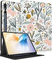 [Wazzasoft] Case for Samsung Galaxy Tab S8/S9 Ultra - 14.6 Inch Folio Cover with Pencil Holder - Kawaii Girly Flower Floral Pretty Tablet Case