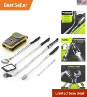 Compact Telescopic Tool with Inspection Mirror & Super Bright Flashlight for DIY
