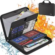 Fireproof Document Organizer,A4 Folder,Portable Expanding File Folder with Multi-Pockets,13 Pocket Document Holder with Handle&Labels,Home Office Travel Dcument Organiser for A4 Paperwork/Bill/Receipt