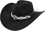 YFVFAGDMKV Vintage Cowboy Hat Suede Western Cowboy Hat for Women Men Big Wide Brim Fedora Jazz Hat Travel Knight Country Hat(1)