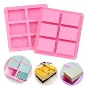 6 Cavity Rectangle Silicone Soap Bar Mould Homemade DIY Cake Making Mold Craft