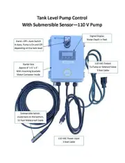 Tank Level Pump Control 110 VAC, Digital Display, Submersible Sensor, Up to 16'