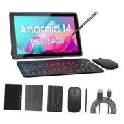 Tablet 2 in 1 Tablets 10 inch Android 14 Tablet Set with Keyboard 2 in1 black