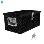 20" x 12" x 10" Black Tool Box Aluminum Diamond Plate for Garage Pickup Trailer