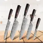 5PCS High Quality Damascus Steel Chef's Knife Japanese Carbon Stainless knife