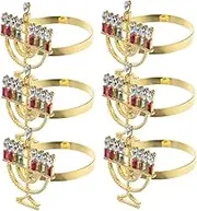 Metal Napkin Ring Holders 6pc Hanukkah Napkin Buckles Chanukah Serviette Holders Holiday Table Decor