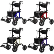 10” Deluxe ELENKER Rollator Walker 2 in 1 Medical Wheelchair Transport Chair Aid