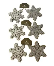 Target 6 pc Set Frosted Forest Wood Snowflake Christmas Ornaments Gray Off White