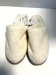 Old Navy Womens Size 10 White Creme Slipper Mule Sherpa Slip-On Hard Bottom Flat