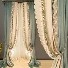 Custom luxury retro velvet haze blue thick cloth curtain tulle drape C927