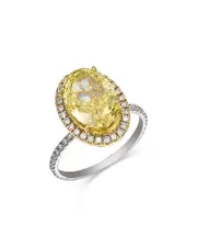 Bloomingdale's Fine Collection Certified Lab Grown White & Yellow Oval Diamond Halo Engagement Ring in 18K White & Yellow Gold, 4.5 ct. t. w.