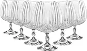 [Bormioli Rocco] America '20s Cognac Glasses - Vintage Art Deco Brandy Wine Snifter Goblets - 650ml - Pack of 6