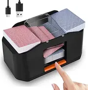 QUICARD Automatic Card Shuffler Machine 1/2 Decks, UNO Shuffler Machine with 2000mAh Battery, Low Noise Motor for Casino Poker Table Playing Cards for Poker, Texas Hold'em (Black)