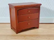 Dollhouse Modern Night Stand Dresser 3 Drawer Walnut Finish 1:12 Scale Miniature