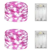1/2 Pack Battery Operated Christmas String Lights Indoor LED Fairy Lights-Pink