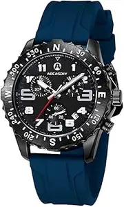 [Generic] Sport Chronograph Watch for Men – Waterproof Outdoor Quartz Watch with Luminous Dial, Silicone Strap, Big Face, Calendar Functio