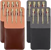 4 Packs Pocket Protector, FHDUSRYO Multi-Purpose Leather Pen Pouch Holder Organizer, Pens Pocket Protector for Pens Pointers Pencils Ruler