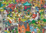 Jigsaw puzzle Town Festival What Could Go Wrong caricature 500 EZ Grip piece NEW