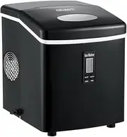 Devanti Ice Maker Machine, 3.2L Stainless Steel Portable Countertop Icemaker Cube Makers Commercial Home Office Kitchen Appliances, Electric Fast Freeze Black